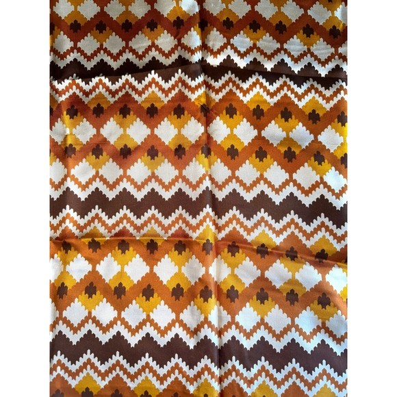 ADOLFO Navajo Print Brown Silk Square Scarf 33“ Mid Century Modern Neck Scarf - Picture 8 of 12